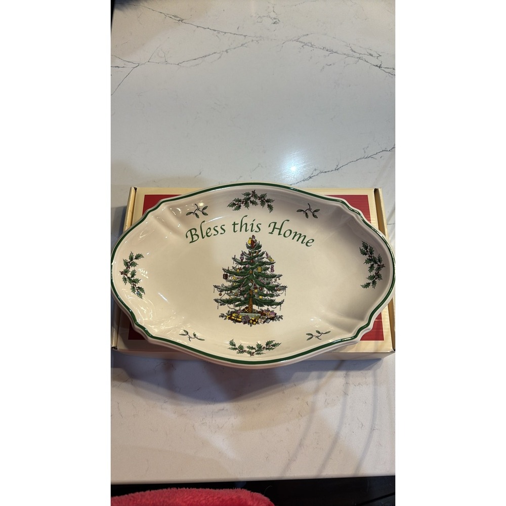 Spode Christmas Tree Platter 11" Oval Serving Dish